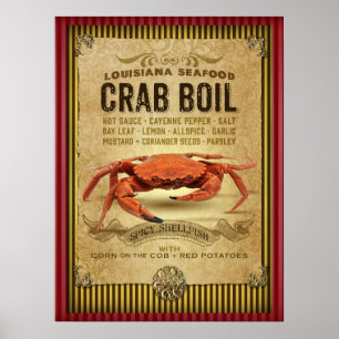 Louisiana Crab New Orleans Cajun Poster
