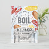 Louisiana Crawfish Seafood Booking Birthday Party Einladung (Stehend Vorderseite)