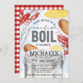 Louisiana Crawfish Seafood Booking Birthday Party Einladung (Vorne/Hinten)