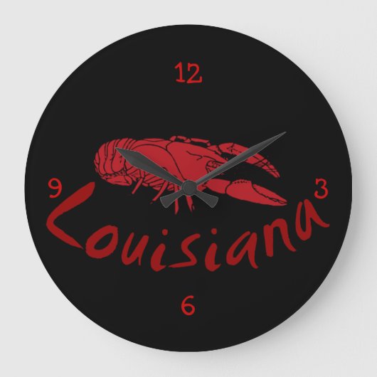 Louisiana Crawfish Wall Clock Große Wanduhr (Vorderseite)