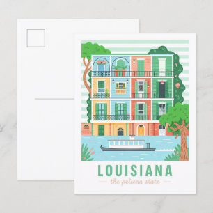 Louisiana der Pelikan-Staat USA Sommer Reise Postkarte