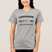 Louisiana Est 1812 Mardi Gras Fleur-de-lis Tri-Blend Shirt (Vorderseite)