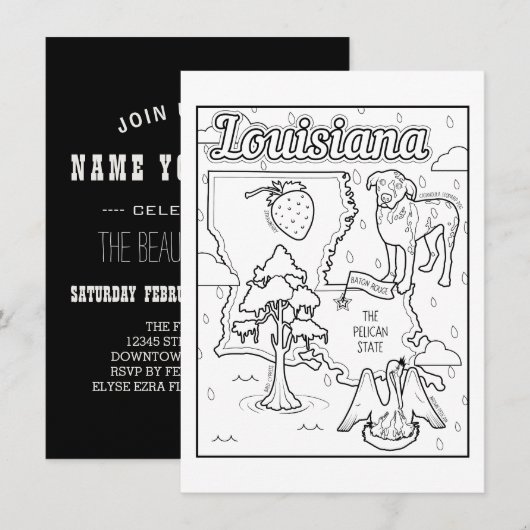 louisiana Farbe Ich Collage Einladung (Vorne/Hinten)