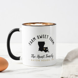 Louisiana Farm Sweet Farm Family Monogram Tasse
