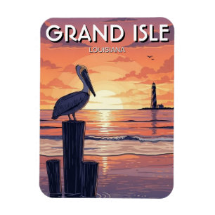 Louisiana Grand Isle Pelikan Magnet