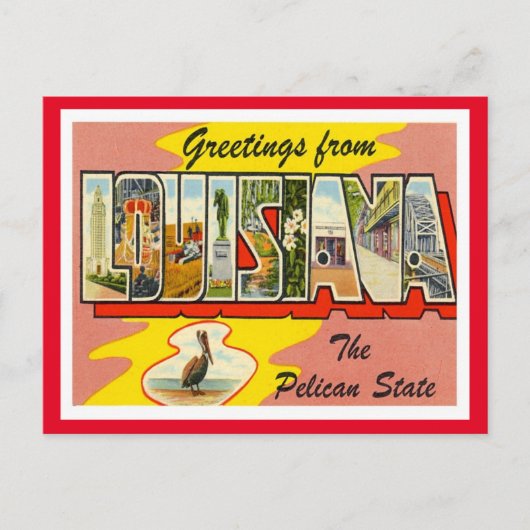 Louisiana Greetings Vintage Travel Postkarte (Vorderseite)