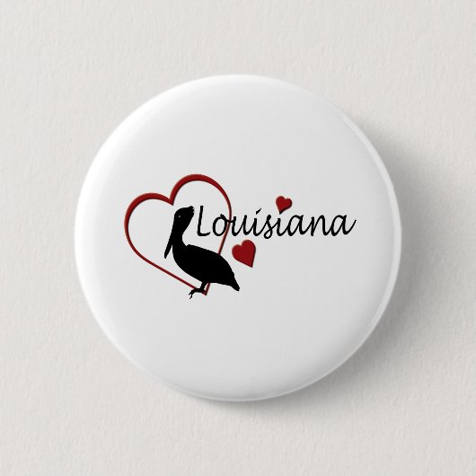Louisiana Herz mit Pelikanschaltfläche Button (Vorderseite)
