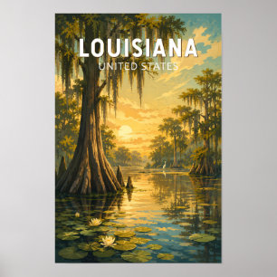 Louisiana Illustration Reise Kunst Vintage Poster