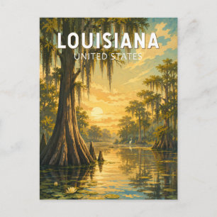 Louisiana Illustration Reise Kunst Vintage Postkarte