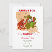 Louisiana Karte Crawfish Boil Kinderdusche Einladu (Vorderseite)