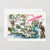 Louisiana Karte Vintage Postkarte (Vorne/Hinten)