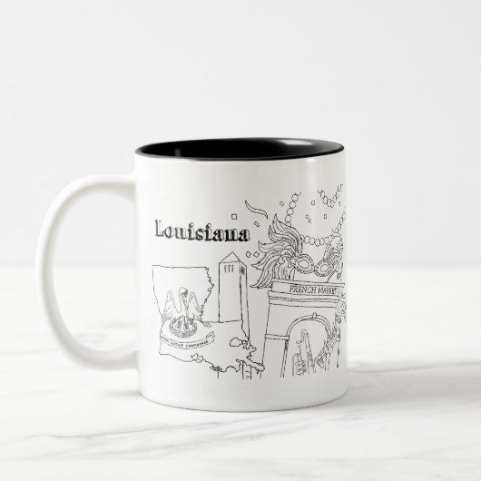 Louisiana Kunst, Dichtung und Musik Zweifarbige Tasse (Links)