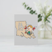 Louisiana LA Map & Cajun Food Cartoon Art Motto Postkarte (Stehend Vorderseite)