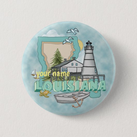 Louisiana Leuchtturm Pin-Button Button (Vorderseite)