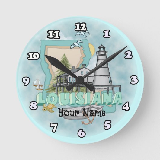 Louisiana Lighthouse Runde Wanduhr (Vorderseite)