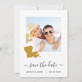 Louisiana Map Foto Wedding Save the Date Card (Vorderseite)