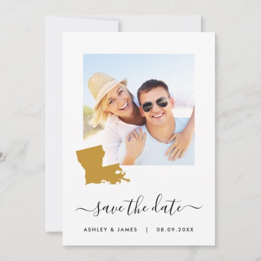 Louisiana Map Foto Wedding Save the Date Card (Vorderseite)