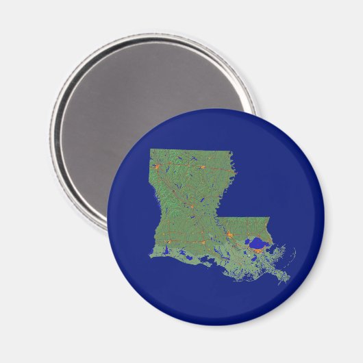 Louisiana Map Magnet (Vorderseite/Rückseite)