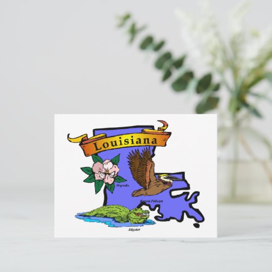 Louisiana Map Postkarte (Stehend Vorderseite)