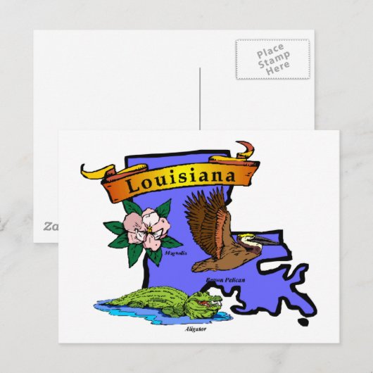 Louisiana Map Postkarte (Vorne/Hinten)