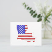 Louisiana Map Shaped Patriotic American Flag Postkarte (Stehend Vorderseite)