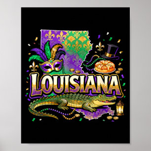 Louisiana Mardi Gras Alligator Karneval Design _1  Poster