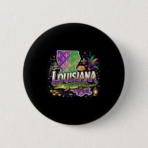 Louisiana Mardi Gras Alligator Karneval Design _2 Button