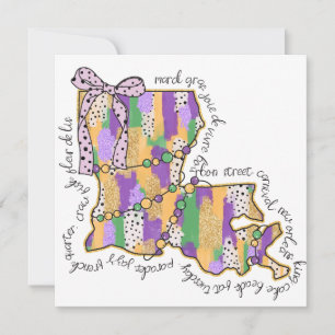 Louisiana Mardi Gras Bourbon Street Carnival Einladung