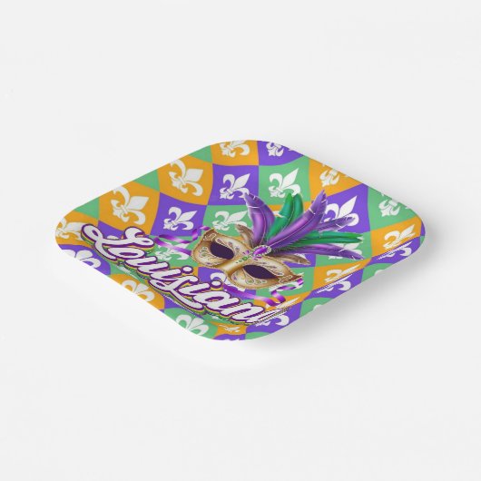 Louisiana Mardi Gras Mask Lilie Pappteller (Gewinkelt)