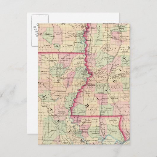 Louisiana, Mississippi Postkarte (Vorne/Hinten)