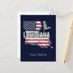 Louisiana mit Pelikan Vintage USA Design Postkarte