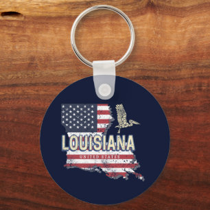 Louisiana mit Pelikan Vintage USA Design Schlüsselanhänger