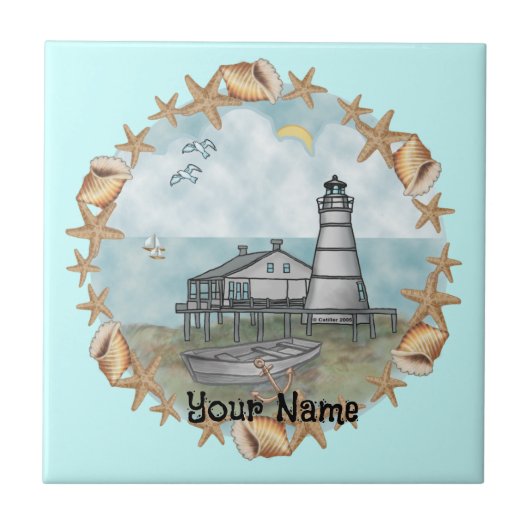 Louisiana Muscheln Lighthouse Tile Fliese (Vorderseite)