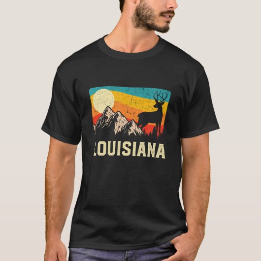 Louisiana Nature Wild Deer Retro T-Shirt (Vorderseite)