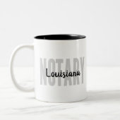 Louisiana Notary Public verblasst Black Big Schrif Zweifarbige Tasse (Links)