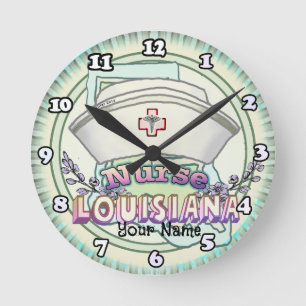 Louisiana Nurse Runde Wanduhr