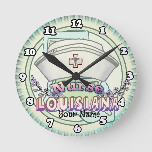 Louisiana Nurse Runde Wanduhr (Vorderseite)
