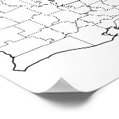 Louisiana Parishs Blank Kontur Map Poster (Ecke)