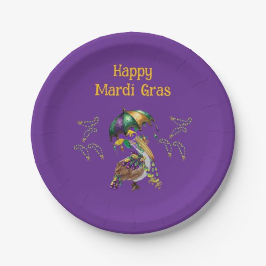 Louisiana Pelican Mardi Gras party Pappteller (Vorderseite)