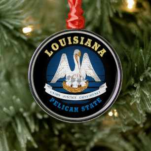 LOUISIANA PELICAN STAAT FLAG ORNAMENT AUS METALL