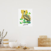 Louisiana Pelican State Shape Magnolia Flower Poster (Küche)