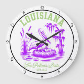 Louisiana Pelican State Swamp Große Wanduhr (Vorderseite)