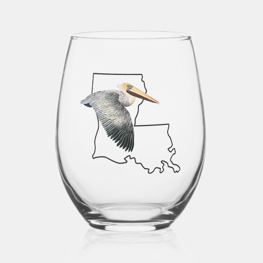 Louisiana Pelican Stemless Weinglas Ohne Stiel (Vorderseite)