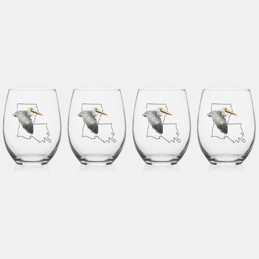 Louisiana Pelican Stemless Wine Glass - 4 Set Weinglas Ohne Stiel (Vorderseite)