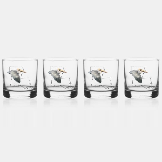 Louisiana Pelican Whiskey Glass - 4 Set Whiskyglas (Vorderseite)