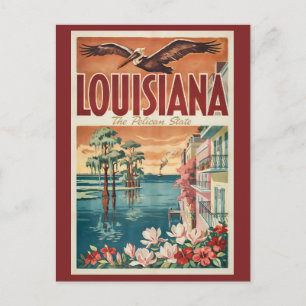 Louisiana Pelikan-Staat Illustration Reise Kunst Postkarte