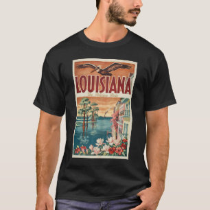 Louisiana Pelikan-Staat Illustration Reise Kunst T-Shirt