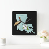 Louisiana-Pelikan-Staats-Karten-Wand-Uhr Quadratische Wanduhr (Zuhause)