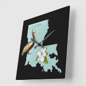 Louisiana-Pelikan-Staats-Karten-Wand-Uhr Quadratische Wanduhr (Winkel)