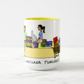 Louisiana Purchase Fun Mardi Gras Cartoon Spaß Co Tasse (Zentrum)